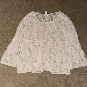 Torrid White Lace Bell Sleeve Top